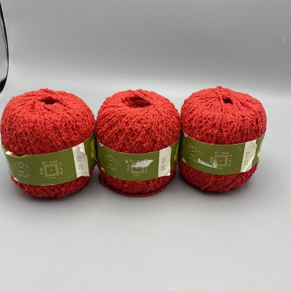 Phildar Recif 333 RED 100% Cotton Yarn 50g‎ 1.75 oz Lot of 3 Nubby Textured - Picture 4 of 6